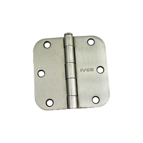 Ives Residential Pack of 3 Steel 3-1/2in x 3-1/2in 5/8in Radius Corner Removable Pin Hinges Satin Nickel Finish 1011RPF619E - main